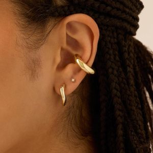 Chunky Tubular Hinged Earscape Ear Cuffs for Women | Statement Earring Pair