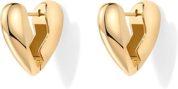 Dupe Heart Hoop Earrings for Women | Gold Earring Pair - Image 4