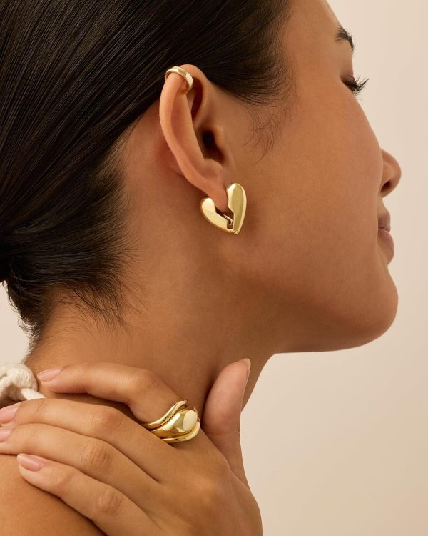 Dupe Heart Hoop Earrings for Women | Gold Earring Pair